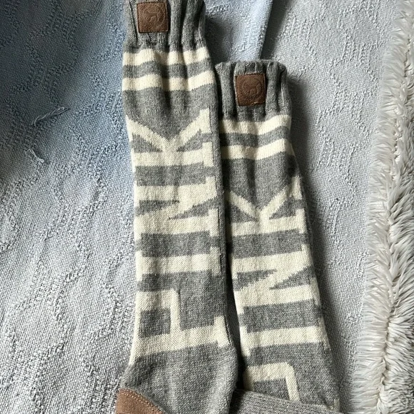 RARE EUC Vintage Victoria’s Secret PINK Knee High Sweater Sock Boots - Picture 8 of 8